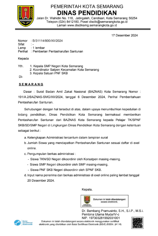 Pemberian Pentasharufan Santunan